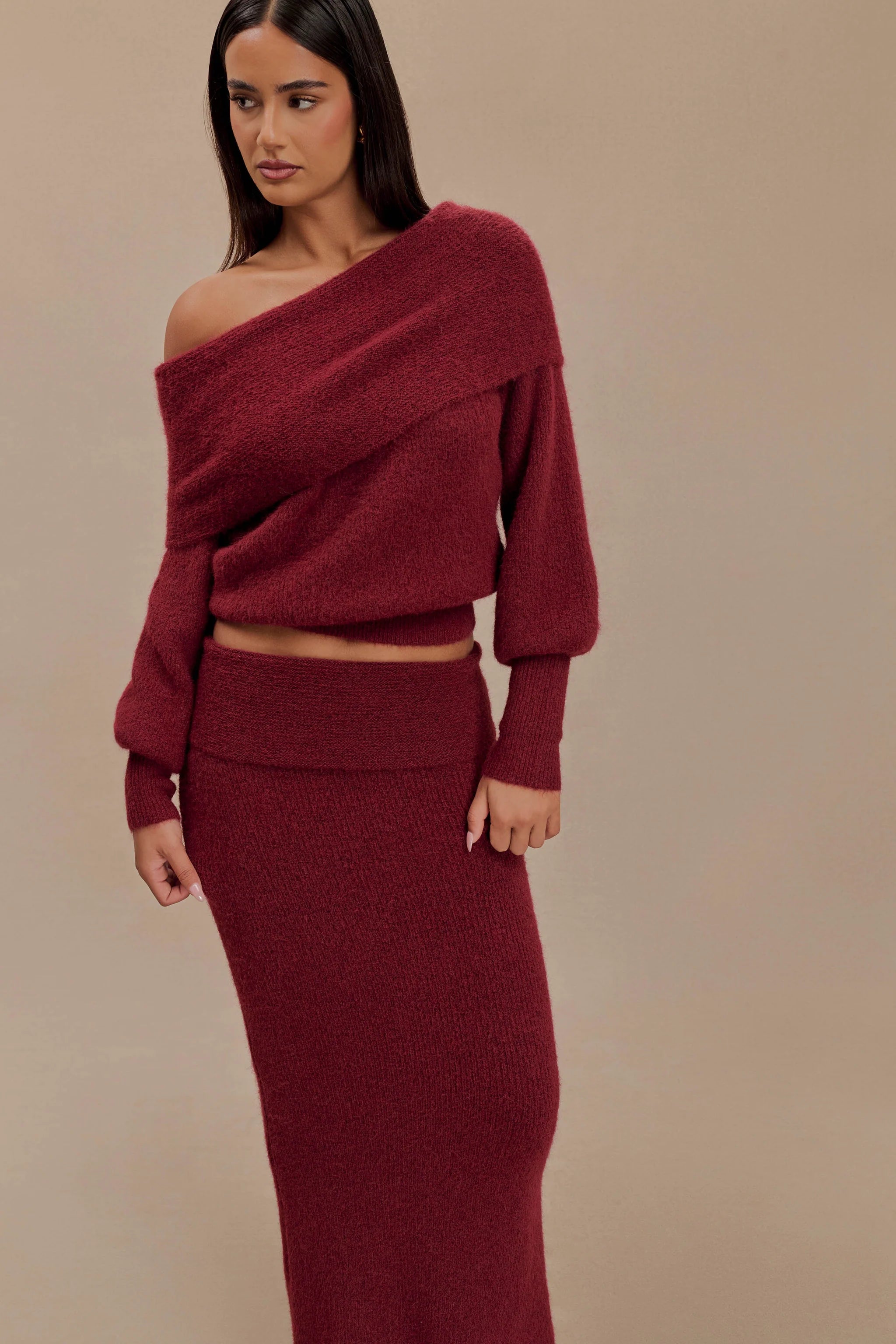 Aria Off Shoulder Knit Long Sleeve Top