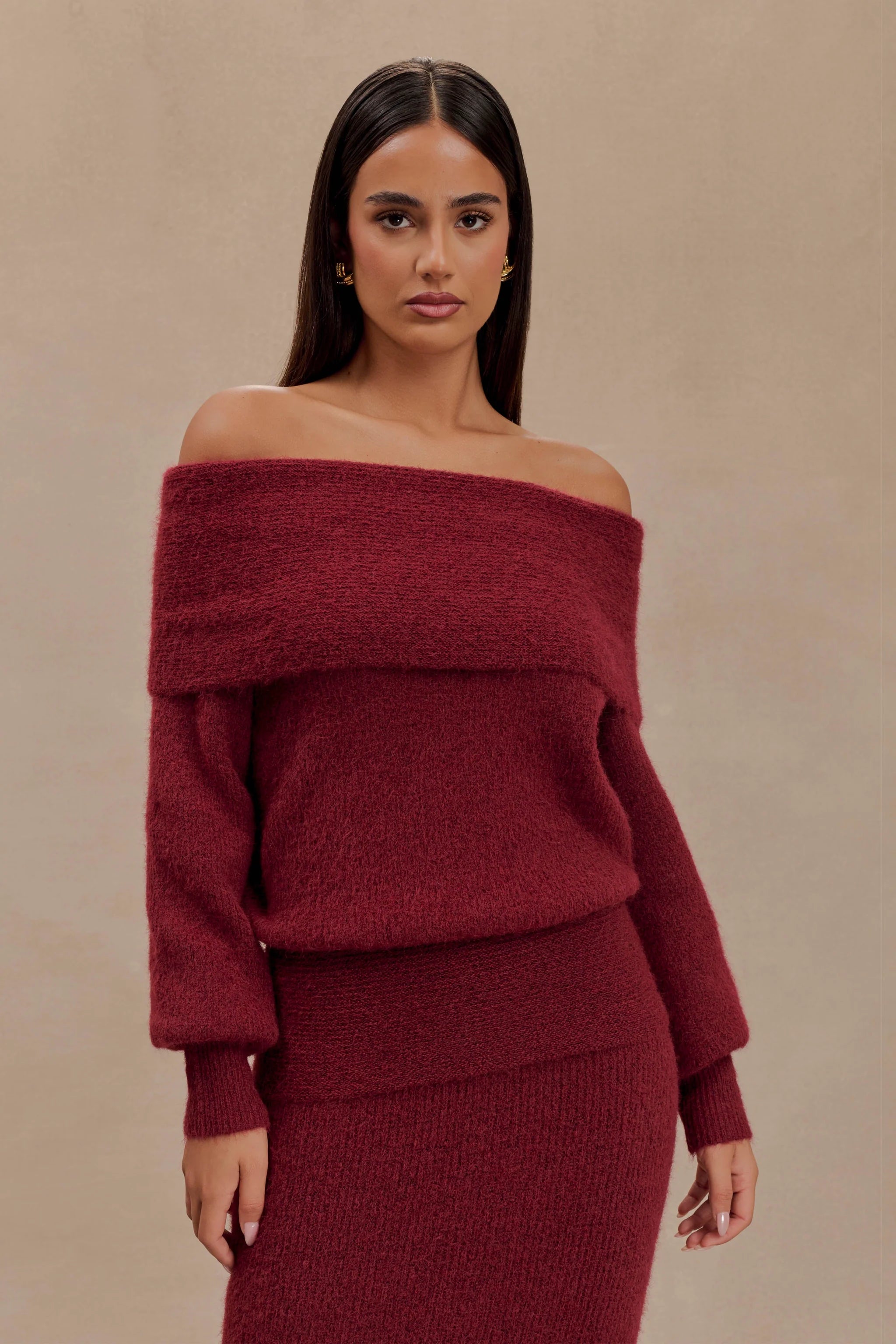 Aria Off Shoulder Knit Long Sleeve Top