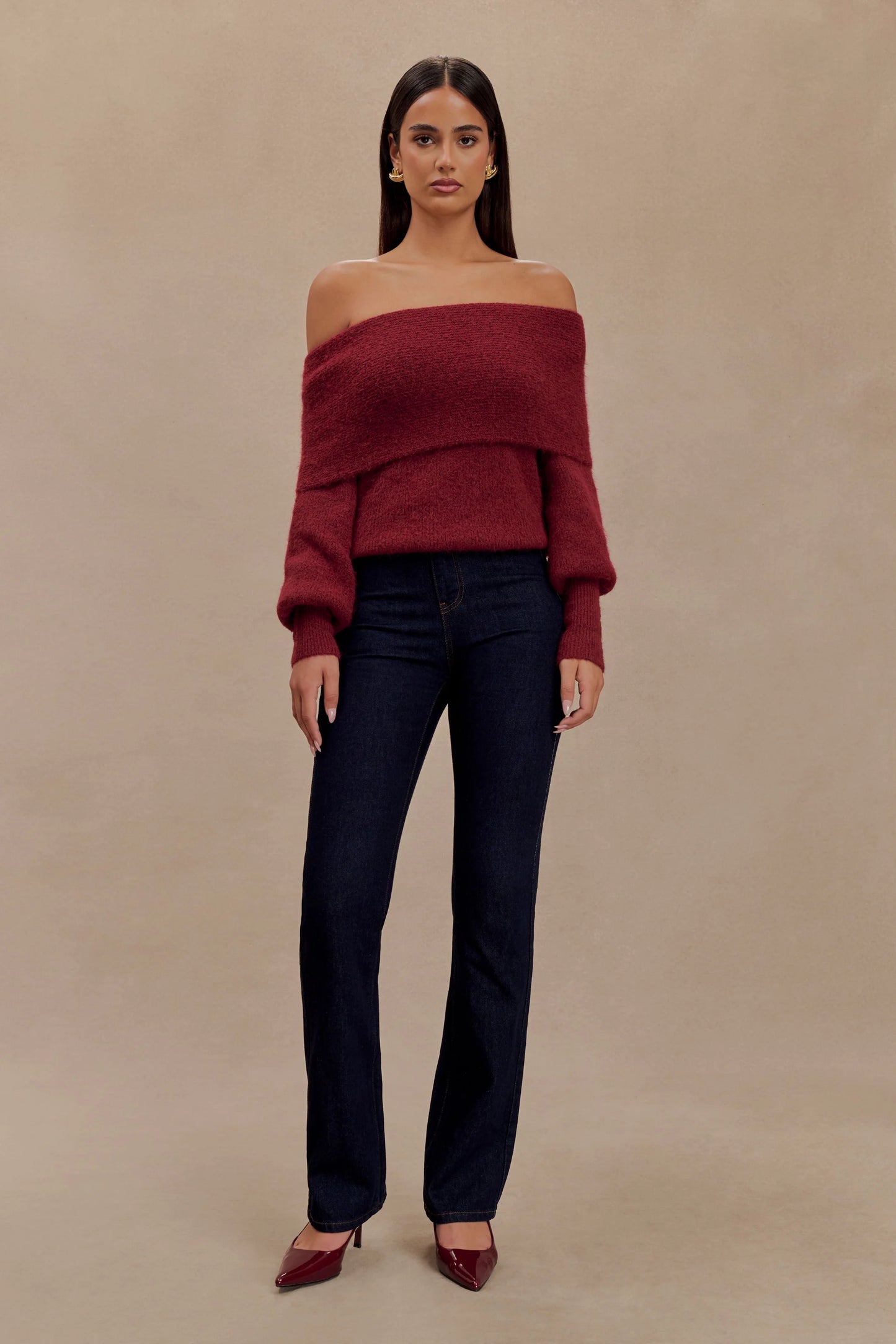 Aria Off Shoulder Knit Long Sleeve Top