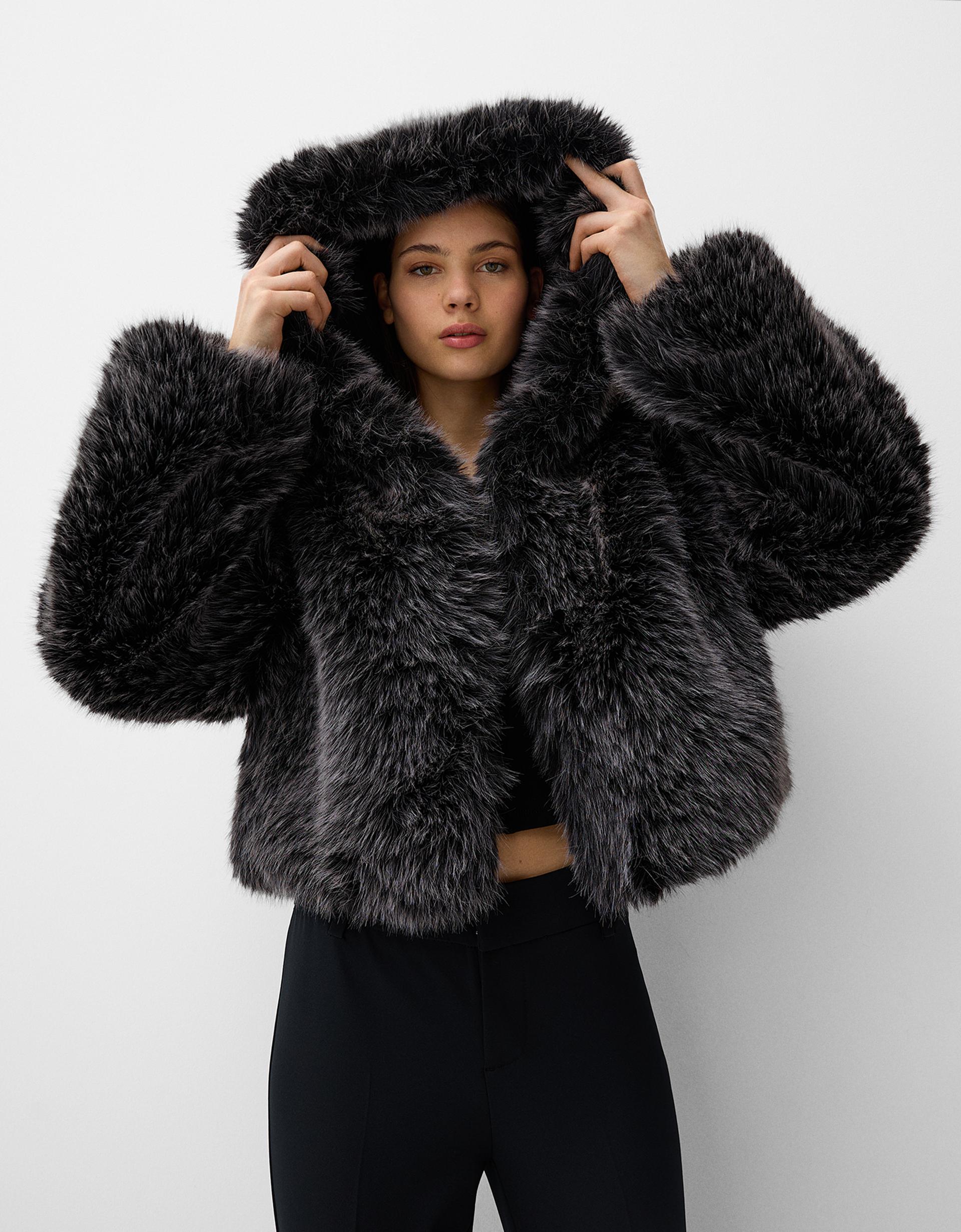 Hooded Faux Fur Jacket